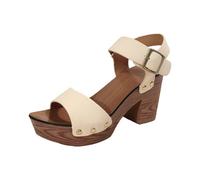 Cocila Sandalias Tacón Alto Tacones Mujer Sexy Zapatos Elegantes Casual Lado Hueco Cinturón Hebilla De Fondo Verano Chanclas Tela (White, 39) Heels Tacon Rojas Fiesta The Drop Brillantes Comodos