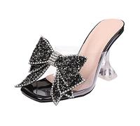 Cocila Sandalias Transparentes De Pvc Para Mujeres Stiletto Sexy Tacon Summer New Square Head Multicolor Tacones Altos Tacón Aguja Negros Tamaño Sandalia Rojo Mujer (Black, 40) Negras Heels