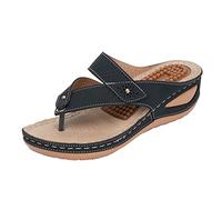 Cocila Slim Chanclas Elegantes Duraderas Y Versátiles Con Suela Texturizada Chanclas, Sandalias Para Mujer Soporte De Caminar Cómodo, Sandalia Cuña Verano, Zapatos Función Masaje Corcho (Black,