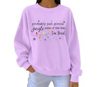 Cocila Sudadera Deporte Mujer Navideña para Probablemente Solo Voy A Tintinear En Algún Lugar del, Camiseta Gráfica De Manga Larga Y Cuello (Light Violet, M) Sudaderas Casual Chica