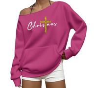 Cocila Sudadera Deporte Mujer Primavera Básica De Con Hombros Descubiertos Para Mujer, Manga Larga Y Tamaño, Bolsillos (Hot Pink, Xxl) Algodon Sudaderas Navideña Cremallera Beige Navideñas Fina