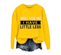 Cocila Sudadera Deporte Mujer Primavera Espérame, Tengo Piernas Pequeñas, Divertida, Gente Bajita, Sarcasmo, Camiseta Unisex (Amarillo, L) Sin Capucha Sudaderas Largas De Gimnasio Muejr Larga