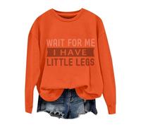 Cocila Sudadera Deporte Mujer Primavera Espérame, Tengo Piernas Pequeñas, Divertida, Gente Bajita, Sarcasmo, Camiseta Unisex (Naranja, L) Sudaderas Tallas Grandes Invierno Morada Termica Gimnasio