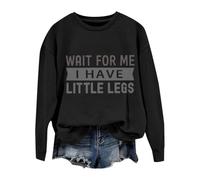 Cocila Sudadera Deporte Mujer Primavera Espérame, Tengo Piernas Pequeñas, Divertida, Gente Bajita, Sarcasmo, Camiseta Unisex (Negro, M) Algodon Mama Sudaderas Tallas Grandes Roja Cremallera