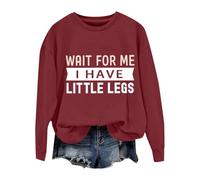 Cocila Sudadera Deporte Mujer Primavera Espérame, Tengo Piernas Pequeñas, Divertida, Gente Bajita, Sarcasmo, Camiseta Unisex (Vino, XL) Sin Capucha Sudaderas Cortas Amarilla Navideño Polar