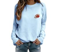 Cocila Sudadera Deportiva Mujer De con Bordado Fútbol, Estilo Casual, Cuello Y Manga Larga, Ideal para Aficionadas Al Fútbol. (Azul Claro, XL) Sudaderas Cortas Primavera D Sin Capucha Navidad