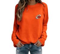 Cocila Sudadera Deportiva Mujer De con Bordado Fútbol, Estilo Casual, Cuello Y Manga Larga, Ideal para Aficionadas Al Fútbol. (Naranja, XXXL) Sudaderas Deportivas Deporte Primavera San Valentin