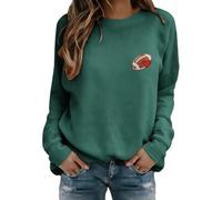 Cocila Sudadera Deportiva Mujer De con Bordado Fútbol, Estilo Casual, Cuello Y Manga Larga, Ideal para Aficionadas Al Fútbol. (Negroish Verde, S) Sudaderas Largas Pijama Negra Basica Marron