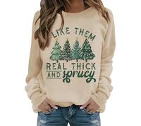 Cocila Sudadera Fina Deporte Mujer Me Gustan Bien Gruesas Y Frescas. Divertida De Navidad. Navideña. Camiseta Navideña Retro. (Beige, S) Algodon Sin Capucha Chaqueta Vestido Beige Gran Tamaño