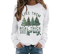 Cocila Sudadera Fina Deporte Mujer Me Gustan Bien Gruesas Y Frescas. Divertida De Navidad. Navideña. Camiseta Navideña Retro. (Blanco, XXL) Algodon Sudaderas Verde Invierno Vestido Deportivas