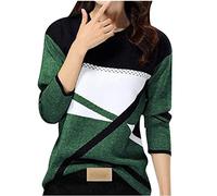 Cocila Sudadera Fina Deporte Mujer Top De Manga Larga con Estampado Bloques Colores Geométricos Cuello Informal A La para (Verde, XXL) Sudaderas Navidad Naranja Granate Basicas Lisas Navideñas