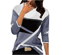 Cocila Sudadera Fina Deporte Mujer Top De Manga Larga con Estampado Bloques Colores Geométricos Cuello Informal A La para (Grey, M) Ropa Sudaderas Sin Capucha Sweatshirt Azul Marino Navidad Rosa
