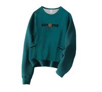 Cocila Sudadera Mama con Bolsillo Grueso Y Forro Bordado Estilo Francés Retro (Blue, XXXXL) Basica Mujer Deporte Sudaderas Navideñas Familiares Corta Polar Cremallera Navidad Navideña Familiar