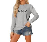 Cocila Sudadera Mama con Capucha para Mujer, Manga Larga, La Frase Dios Es Más Grande Que Los Altibajos (Grey, L) Mujer Primavera Sudaderas Navidad Cremallera Jersey Cenefas Lila Invierno