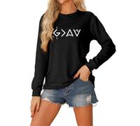 Cocila Sudadera Mama con Capucha para Mujer, Manga Larga, La Frase Dios Es Más Grande Que Los Altibajos (Negro, M) Sudaderas Mujer Sin Deportivas Navidad Invierno Larga Rayas Rojas Y Blancas