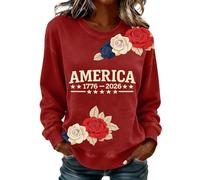 Cocila Sudadera Mama con Cuello Y Estampado del .º Aniversario para Mujer Patriótica (Brick Rojo, XL) Sudaderas Deporte Talla Grande Invierno Navideña Finas Algodon Amarilla Navideñas Roja De