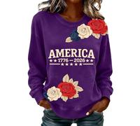 Cocila Sudadera Mama con Cuello Y Estampado del .º Aniversario para Mujer Patriótica (Dark Púrpura, M) Algodon Sudaderas Largas De Chaqueta Navideña Morada Pijama Halloween Navideñas Familiares
