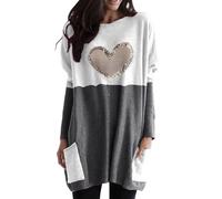 Cocila Sudadera Mama Ligera De Cuello Y Manga Larga para Mujer, Informal, con Estampado Corazón Bolsillos (Gris Oscuro, M) Mujer Oversize Invierno Navideña Running Sudaderas Navideñas Rosa