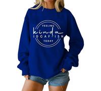 Cocila Sudadera Mama Sudaderas Divertidas para Mujer con Estampado Me Da Igual, Camisetas De Manga Larga Cuello Redondo Y Diseño Gráfico. (Azul, XXL) Sin Capucha Negra Azul Morada Pullover