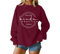Cocila Sudadera Mama Sudaderas Divertidas para Mujer con Estampado Me Da Igual, Camisetas De Manga Larga Cuello Redondo Y Diseño Gráfico. (Vino, M) Deportivas Ancha Morada Amarilla Pullover