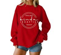 Cocila Sudadera Mama Sudaderas Divertidas para Mujer con Estampado Me Da Igual, Camisetas De Manga Larga Cuello Rojoondo Y Diseño Gráfico. (Rojo, XXL) Deportiva Invierno Navidad Navideñas