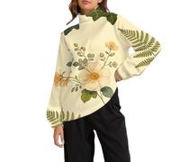 Cocila Sudadera Mama Suéter De Flores para Mujer, Sudaderas con Gráficos Otoño, Tallas Grandes, Informal, Manga Larga, Cuello, (Amarillo, XXL) Rayas Mujer Primavera Chaqueta Sin Capucha Amarilla