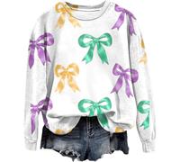 Cocila Sudadera Mama Women’S Bow Long Sleeve Sweatshirt Casual Neck Pullover Festive Soft For Celebrations & Daily Wear (Blanco, XXL) Sudaderas De Mujer Primavera Blanca Sin Capucha Amarilla