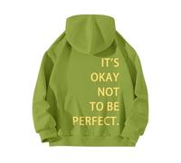 Cocila Sudadera Mujer Cremallera Manga Larga Sin Espalda Está Bien No Ser Capucha Estampada (Menta Verde, XXXL) Sudaderas Tallas Grandes Forro Polar Chaqueta Primavera Talla Grande