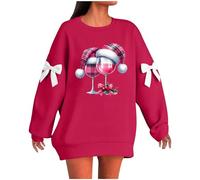 Cocila Sudadera Mujer Deporte Informal De Manga Larga con Cuello Y Estampado para (Hot Pink, XXL) Sudaderas Tallas Grandes Beige Blanca Sin Capucha Azul Marino Lila Deportivas Pelo Termica Polar