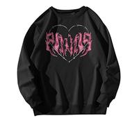 Cocila Sudadera Mujer Deporte Suéter De Manga Larga para Top Color Sólido Todo con Estampado Amor Rosa (Negro, S) Sudaderas Invierno Sin Capucha Grande Amarillas Jersey Cenefas Navideña Chaqueta