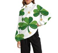 Cocila Sudadera Mujer Larga del Día De San Patricio para Mujer, Camisetas Irlandesas, Manga con Cuello, Camiseta (GN3, M) Sudaderas Sin Capucha Invierno Morada Gris Granate Ladies Jumpers Forro