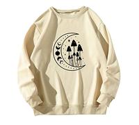 Cocila Sudadera Mujer Larga Suéter De Manga Casual para Top Color Sólido Todo con Estampado Setas (Amarillo, S) Sudaderas Largas Y Anchas Sin Capucha Halloween Navideñas Familiares Cremallera