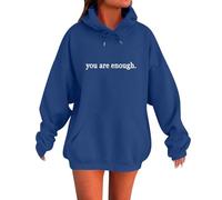 Cocila Sudadera Para Mujer Con Capucha Eres Suficiente Detrás De Mí Gráfica (Azul, Xxl) Cremallera Sin Larga Rayas Rojas Y Blancas Chándal Navidad Sudaderas Marron Completo Chica Invierno
