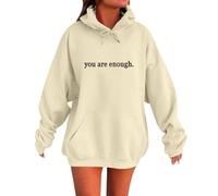 Cocila Sudadera para Mujer con Capucha Eres Suficiente Detrás De Mí Gráfica (Beige, M) Sudaderas Deporte Chaqueta Deportiva Roja Niña Básica Adolescentes Chicas Polar Cremallera Cortas