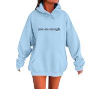 Cocila Sudadera para Mujer con Capucha Eres Suficiente Detrás De Mí Gráfica (Cielo Azul, XXXL) Chaqueta Chandal Deporte Sudaderas Amarillas Larga Invierno Roja Cremallera Polar Oversize