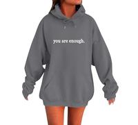 Cocila Sudadera para Mujer con Capucha Eres Suficiente Detrás De Mí Gráfica (Grey, S) Chaquetas Invierno Chaqueta Primavera Polar Cremallera Adolescente Chica Sudaderas Navidad Oversize Sun