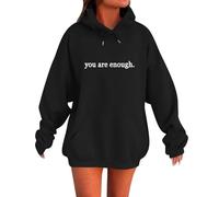 Cocila Sudadera para Mujer con Capucha Eres Suficiente Detrás De Mí Gráfica (Negro, S) Chaqueta Deporte Deportiva Polar Cremallera Sudaderas Novios Larga Chica Algodon Chaquetas Invierno