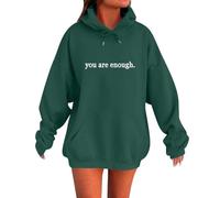 Cocila Sudadera para Mujer con Capucha Eres Suficiente Detrás De Mí Gráfica (Negroish Verde, XXXL) Chaqueta Primavera Chándal Pink Sudaderas Casual Casaca Invierno Divertidas Forro Polar