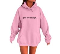 Cocila Sudadera para Mujer con Capucha Eres Suficiente Detrás De Mí Gráfica (Rosa, L) Chaqueta Fitness Deportiva Chándal Completo Forro Polar Adolescente Chica Primavera Invierno Talla