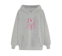 Cocila Sudadera Para Mujer Suéter Con Capucha Y Estampado De Amor Manga Larga Color Sólido (Grey, Xl) Chaqueta Deportiva Primavera Chaquetas Jersey Chica Halloween Conjunto Leggins Sudaderas Sin