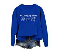 Cocila Sudadera Rayas Mujer Walking by con Estampado De Y Cuello, Informal, (Blue, XL) Sudaderas Cortas Algodón Marron Navidad Grande Pijama Granate Negra para Rosa Colores Blanca Algodon Polar