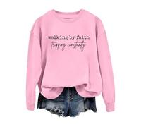 Cocila Sudadera Rayas Mujer Walking by con Estampado De Y Cuello, Informal, (Pink, XL) Abierta Ropa Sudaderas Sin Capucha Larga Blanca Halloween Burdeos Navidad Vestir Granate Navideña Lila