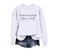 Cocila Sudadera Rayas Mujer Walking by con Estampado De Y Cuello, Informal, (White, S) Sweatshirt para Sudaderas Navidad Chaqueta Algodon Blanca Ancha Amarilla Muejr Sin Capucha D Azul Marino