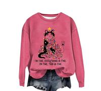 Cocila Sudaderas Deporte Mujer Sudadera con Estampado Navideño para Mujer, Soy Todo Lo Que Y Eso Es Todo. Suéter Cuello Gráfico, Camisetas De Manga Larga, Divertida (Rosa, M) Invierno Larga