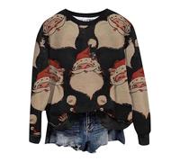 Cocila Sudaderas Deporte Mujer Sudadera De Manga Larga con Cuello Y Estampado para Mujer, Estilo Casual A La Halloween. (Negro, XXL) Primavera Blanca Navideñas Burdeos Beige Navidad Pelo Ladies