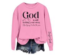 Cocila Sudaderas Deportivas Mujer Sin Capucha Sudadera con Cuello Y Hombros para La Frase Dios Está Escribiendo Tu Historia (Rosa, S) Cortas Talla Grande Lila Algodon Verde Invierno Rosa Negra