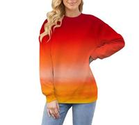 Cocila Sudaderas Deportivas Mujer Sin Capucha Sudadera con para Mujer, De Manga Larga, Cuello, Estampado Acuarela, Informal Y Cómoda. (Rojo, L) Corta Naranja Navidad Azul Vestido Navideña Muejr
