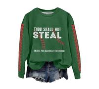 Cocila Sudaderas Deportivas Mujer Sudadera Retro con Estampado De Béisbol Que No Robarás A Menos Puedas Vencer El (Verde, XL) Tallas Grandes Casual San Valentin Azul Marino Marron Sin Capucha