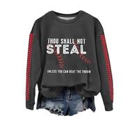 Cocila Sudaderas Deportivas Mujer Sudadera Retro con Estampado De Béisbol Que No Robarás A Menos Puedas Vencer El (Gris Oscuro, M) Sweatshirt Navideñas Navideña Finas Algodon Tallas Grandes