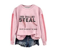 Cocila Sudaderas Deportivas Mujer Sudadera Retro con Estampado De Béisbol Que No Robarás A Menos Puedas Vencer El (Rosa, M) Casual para Navideña Cremallera Navidad Chaqueta Blanca Gimnasio Roja